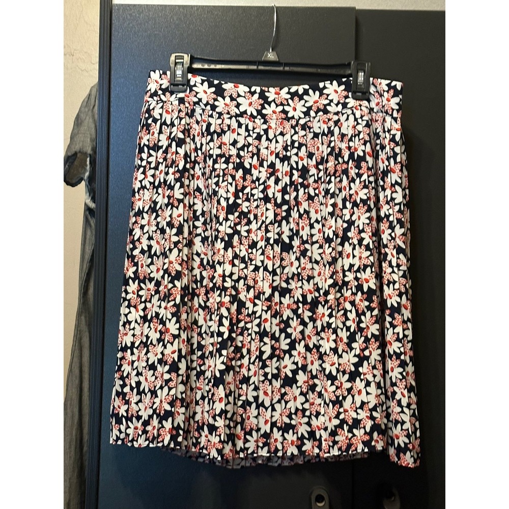 J.CREW Womens Floral Pleated Skirt Size 12 Navy Mini Plus Micro Pleat